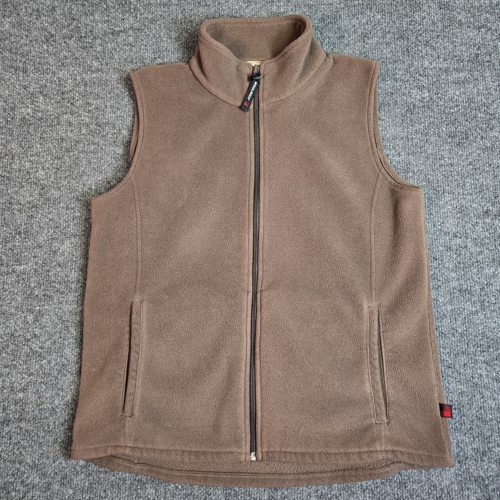 Woolrich Vest Women Size M Full Zip Brown Fleece Outdoor Hiking Pockets Layering
